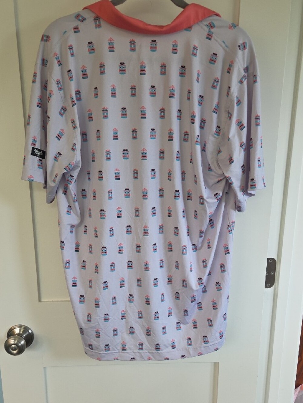 Wrigley Lavender Polo with Coral Trim and Mini Print - Picture 4 of 5